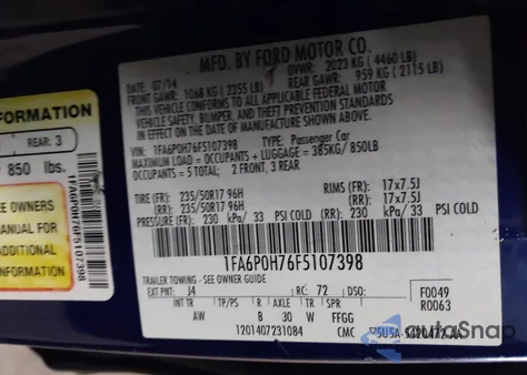 2015 Ford Fusion Se z USA, uszkodzony, nr VIN 1FA6P0H76F5107398